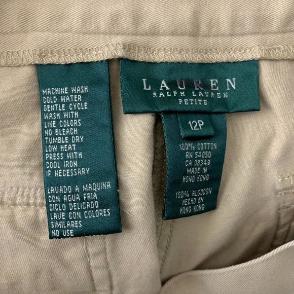 Vintage Lauren Ralph Lauren Capri Pants 12P Tan Belt Loops Pockets Flat Front - Picture 5 of 5